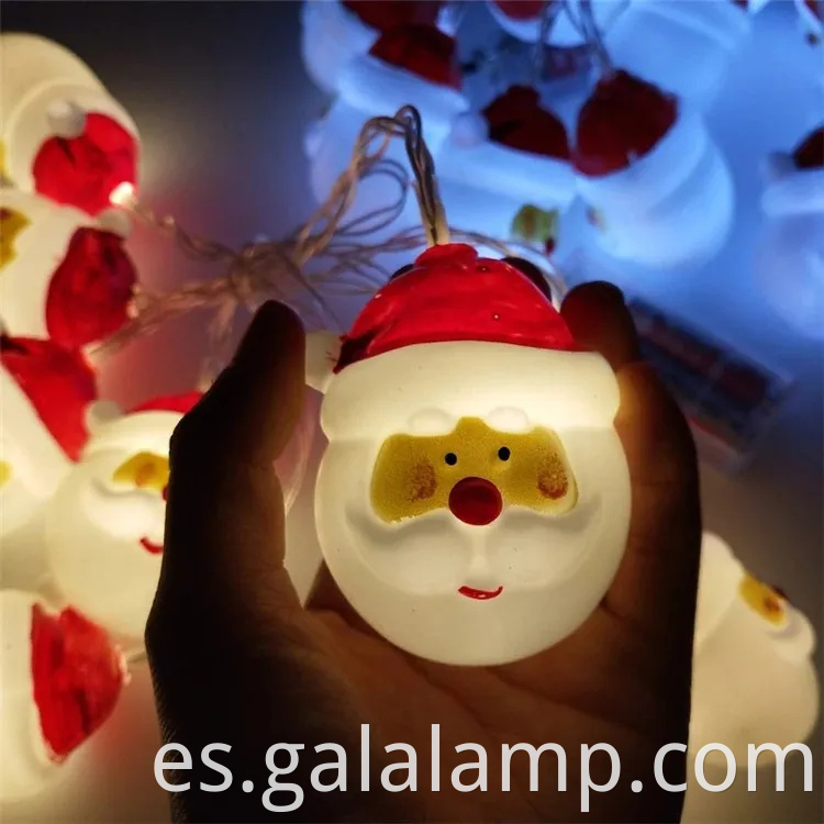 Coloridas luces de cuerda LED festivas con Santa Claus y Snowman